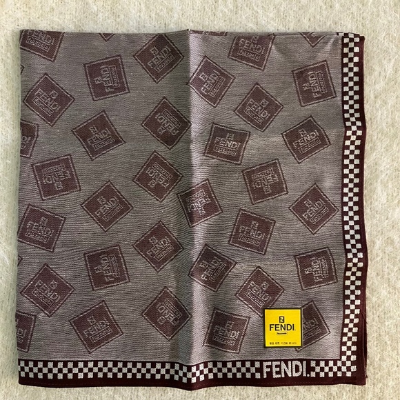 Fendi Other - New FENDI Bandana Handkerchief Scarf Pocket Square Cotton FF Logo All Over